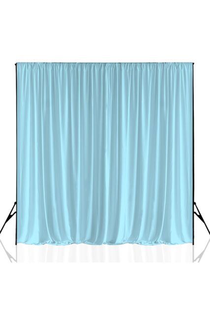 Neel Blue 3x3 Metres Spandex Backdrop Curtain, Wrinkle-Free Polyester Fabric Backdrop Panel in Baby Blue - image 1