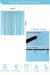 Neel Blue 3x3 Metres Spandex Backdrop Curtain, Wrinkle-Free Polyester Fabric Backdrop Panel in Baby Blue - thumbnail 2