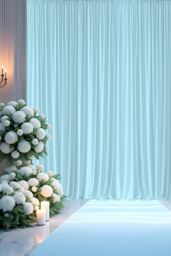 Neel Blue 3x3 Metres Spandex Backdrop Curtain, Wrinkle-Free Polyester Fabric Backdrop Panel in Baby Blue - thumbnail 6