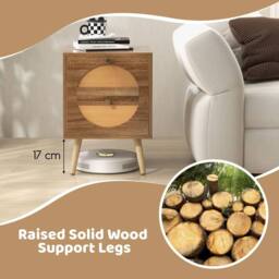 Costway 2Pcs Rattan Nightstand Bohemian Style Side End Table with 2 Drawers in Brown - thumbnail 6