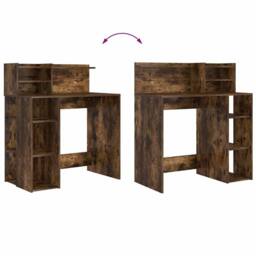 Berkfield Home Modern Desk with Storage Smoked Oak 90x48x101.5 cm Engineered Wood in Brown - thumbnail 9