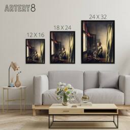 "Artery8 Girl Reading Letter by Open Window Vermeer Black Framed Canvas Art - Size: W12"" x H16""" - thumbnail 4
