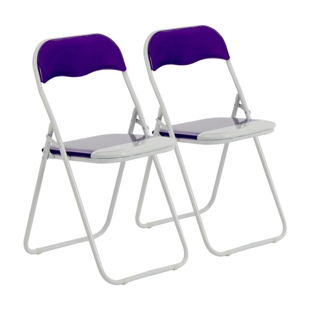 Harbour Housewares Coloured Padded Folding Chairs Pack of 2 in Purple - image 1