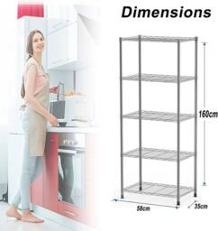 ATEK 5 Tier Metal Wire Shelving Unit for Storage Free Standing Shelves Rack Organizer for Garage, Kitchen, Utility Room or Office in Silver - thumbnail 4