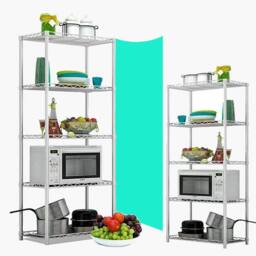 ATEK 5 Tier Metal Wire Shelving Unit for Storage Free Standing Shelves Rack Organizer for Garage, Kitchen, Utility Room or Office in Silver - thumbnail 7