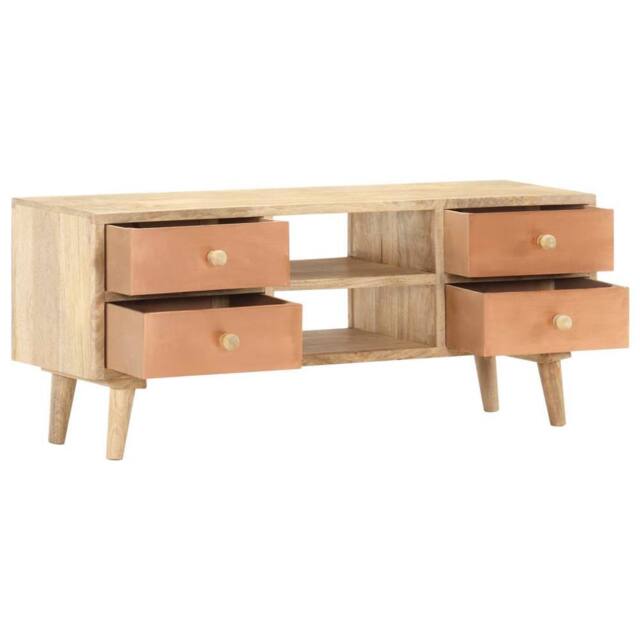 Berkfield Home TV Cabinet 110x30x45 cm Solid Mango Wood in Brown - Size: 110 x 30 x 45 cm - image 1