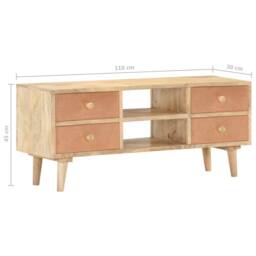 Berkfield Home TV Cabinet 110x30x45 cm Solid Mango Wood in Brown - Size: 110 x 30 x 45 cm - thumbnail 8