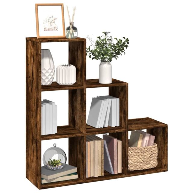 Berkfield Home Room Divider Bookcase¬†3-Tier¬†Smoked Oak 99x29x99 cm Engineered Wood in Brown - Size: 99 x 29 x 99 cm - image 1