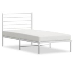 Berkfield Home Metal Bed Frame with Headboard White 90x190 cm Single - thumbnail 1