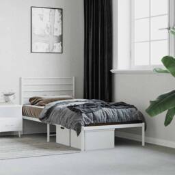 Berkfield Home Metal Bed Frame with Headboard White 90x190 cm Single - thumbnail 2