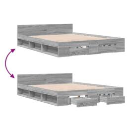 Berkfield Home Bed Frame with Drawers without Mattress Grey Sonoma 160x200 cm - thumbnail 7