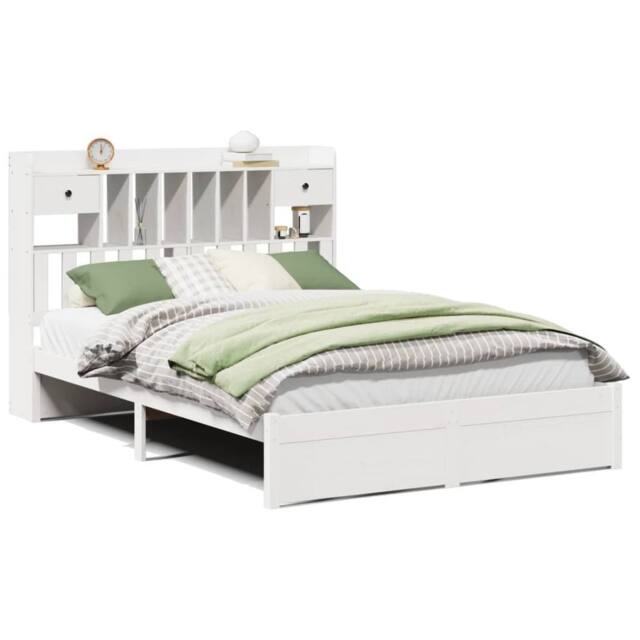 Berkfield Home Bookcase Bed without Mattress White 140x190cm Solid Wood Pine - Size: 140x190 cm - image 1