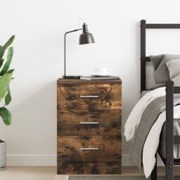 Berkfield Home Classic Bedside Cabinet Smoked Oak 38x35x56 cm Engineered Wood in Brown - Size: 38 x 35 x 56 cm - thumbnail 1