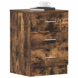 Berkfield Home Classic Bedside Cabinet Smoked Oak 38x35x56 cm Engineered Wood in Brown - Size: 38 x 35 x 56 cm - thumbnail 4