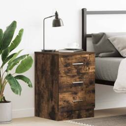 Berkfield Home Classic Bedside Cabinet Smoked Oak 38x35x56 cm Engineered Wood in Brown - Size: 38 x 35 x 56 cm - thumbnail 2