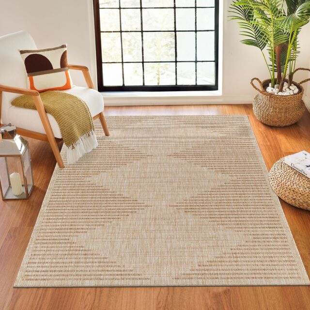 Livabliss Tuareg Global Beige Ivory Blue Graphic In- & Outdoor Rug in Tan - Size: 120 cm x 170 cm - image 1