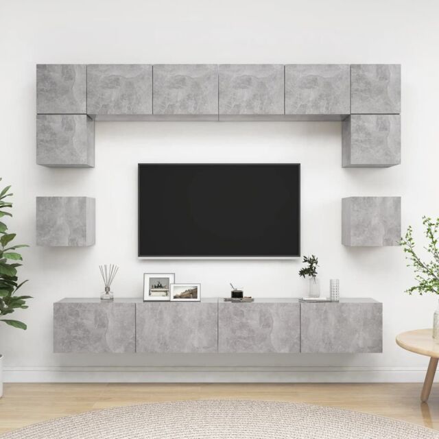 Berkfield Home 8 Piece TV Cabinet Set Concrete Grey Engineered Wood - image 1