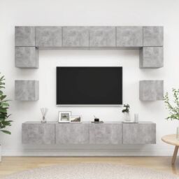 Berkfield Home 8 Piece TV Cabinet Set Concrete Grey Engineered Wood - thumbnail 1