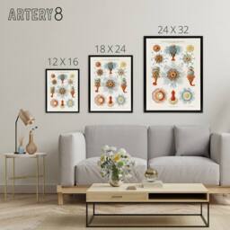 "Artery8 Marine Jellyfish in sea colourful Haeckel Framed Canvas Wall Art in White - Size: W12"" x H16""" - thumbnail 4