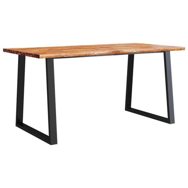 Berkfield Home Dining Table with Live Edge 160x80x75 cm Solid Wood Acacia in Brown - Size: 160 x 80 x 75 cm - image 1
