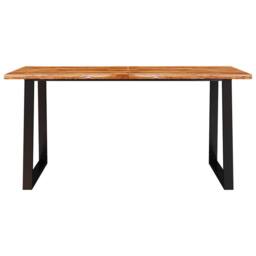 Berkfield Home Dining Table with Live Edge 160x80x75 cm Solid Wood Acacia in Brown - Size: 160 x 80 x 75 cm - thumbnail 4