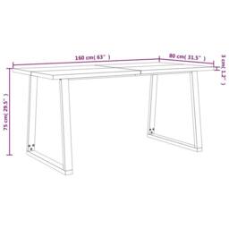 Berkfield Home Dining Table with Live Edge 160x80x75 cm Solid Wood Acacia in Brown - Size: 160 x 80 x 75 cm - thumbnail 9