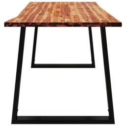Berkfield Home Dining Table with Live Edge 160x80x75 cm Solid Wood Acacia in Brown - Size: 160 x 80 x 75 cm - thumbnail 5