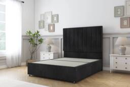 "Comfort Beds Tokyo Naples Divan Base No Drawers - 26"" Headboard in Black - Size: Small Double" - thumbnail 3