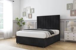 "Comfort Beds Tokyo Naples Divan Base No Drawers - 26"" Headboard in Black - Size: Small Double" - thumbnail 2