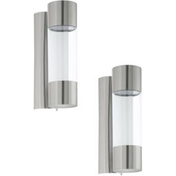 Loops 2 PACK IP44 Outdoor Wall Light Stainless Steel / Glass 3.7W LED Porch Lamp in Metallics