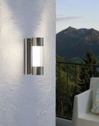 Loops 2 PACK IP44 Outdoor Wall Light Stainless Steel / Glass 3.7W LED Porch Lamp in Metallics - thumbnail 3