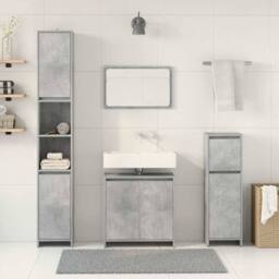 Berkfield Home Durable 4 Piece Bathroom Furniture Set Concrete Grey Engineered Wood - thumbnail 1