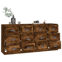 Berkfield Home Sideboards 2 pcs Smoked Oak Engineered Wood in Brown - thumbnail 4