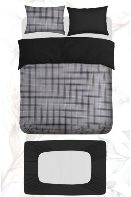 Grace Premium Double Brushed Duvet Cover Set with Fitted Sheet in Grey - Size: Single - image 1