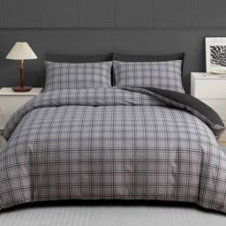 Grace Premium Double Brushed Duvet Cover Set with Fitted Sheet in Grey - Size: Single - thumbnail 3