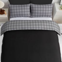 Grace Premium Double Brushed Duvet Cover Set with Fitted Sheet in Grey - Size: Single - thumbnail 5