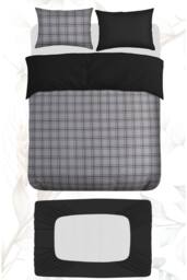 Grace Premium Double Brushed Duvet Cover Set with Fitted Sheet in Grey - Size: Single - thumbnail 1