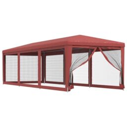 Berkfield Home Party Tent with 8 Mesh Sidewalls Red 3x9 m HDPE - thumbnail 2