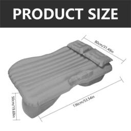 Nordara Inflatable Car Air Bed Seat Rest Foldable Mattress Travel Camping Kit in Grey - thumbnail 2