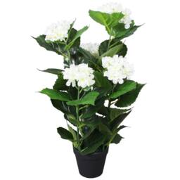 Berkfield Home Realistic Artificial Hydrangea Plant with Pot 60 cm White - thumbnail 2