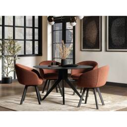 Solace+Co Emil Round Glass Dining Table with Vito Chairs Set in Brown