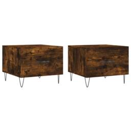 Berkfield Home Decorative Coffee Tables 2 pcs Smoked Oak 50x50x40 cm Engineered Wood in Brown - Size: 50 x 50 x 40 cm - thumbnail 3