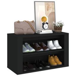 Berkfield Home Shoe Rack Black 75x35x45 cm Engineered Wood - Size: 75 x 35 x 45 cm - thumbnail 4