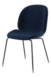 Fusion Living Luxurious Velvet Dining Chair with Black Metal Legs in Navy - thumbnail 2