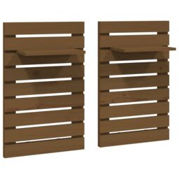 Berkfield Home Wall-mounted Bedside Shelves 2 pcs Honey Brown Solid Wood Pine - thumbnail 2