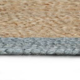Berkfield Home Handmade Rug Jute with Olive Green Border 90 cm - Size: 100 cm diameter - thumbnail 3