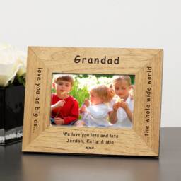 Uniqueful Personalised Love You Whole Wide World Wooden 6x4 Frame for Dad in Brown - Size: 1 Pack - thumbnail 5