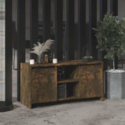 Berkfield Home TV Cabinet Smoked Oak 102x37.5x52.5 cm Engineered Wood in Brown - thumbnail 1