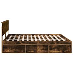 Berkfield Home Bed Frame Smoked Oak 200 x 200 cm Solid Pine Wood in Brown - thumbnail 8