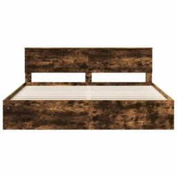 Berkfield Home Bed Frame Smoked Oak 200 x 200 cm Solid Pine Wood in Brown - thumbnail 7